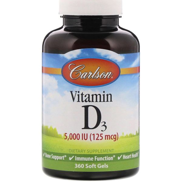 

Витамин D3 Vitamin D3 Carlson Labs 5000 МЕ 360 капсул (CAR030)