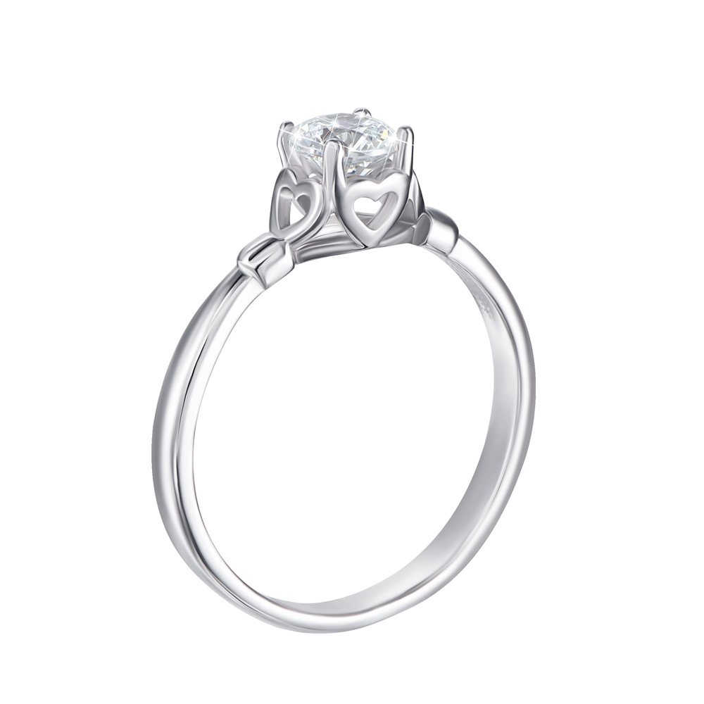 

Серебряное кольцо с сердечками и цирконием Swarovski 000119307 15 размера