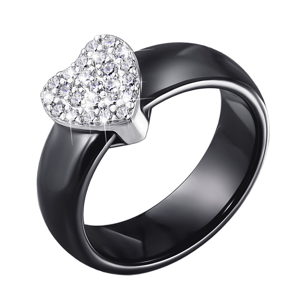 

Кольцо из черной керамики и серебра с фианитами 000140150 17.5 размера