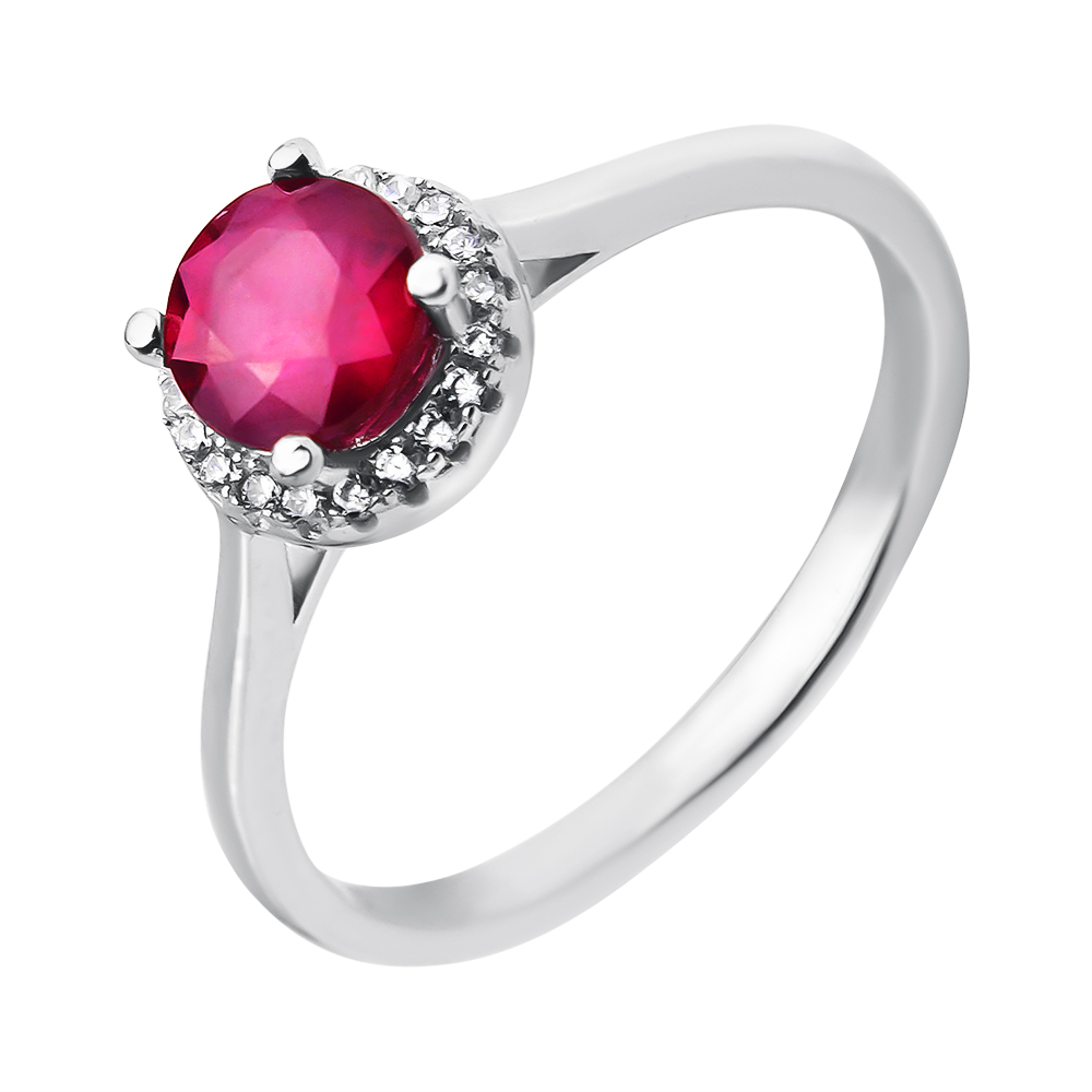 

Серебряное кольцо с рубином и фианитами 000117813 17.5 размера