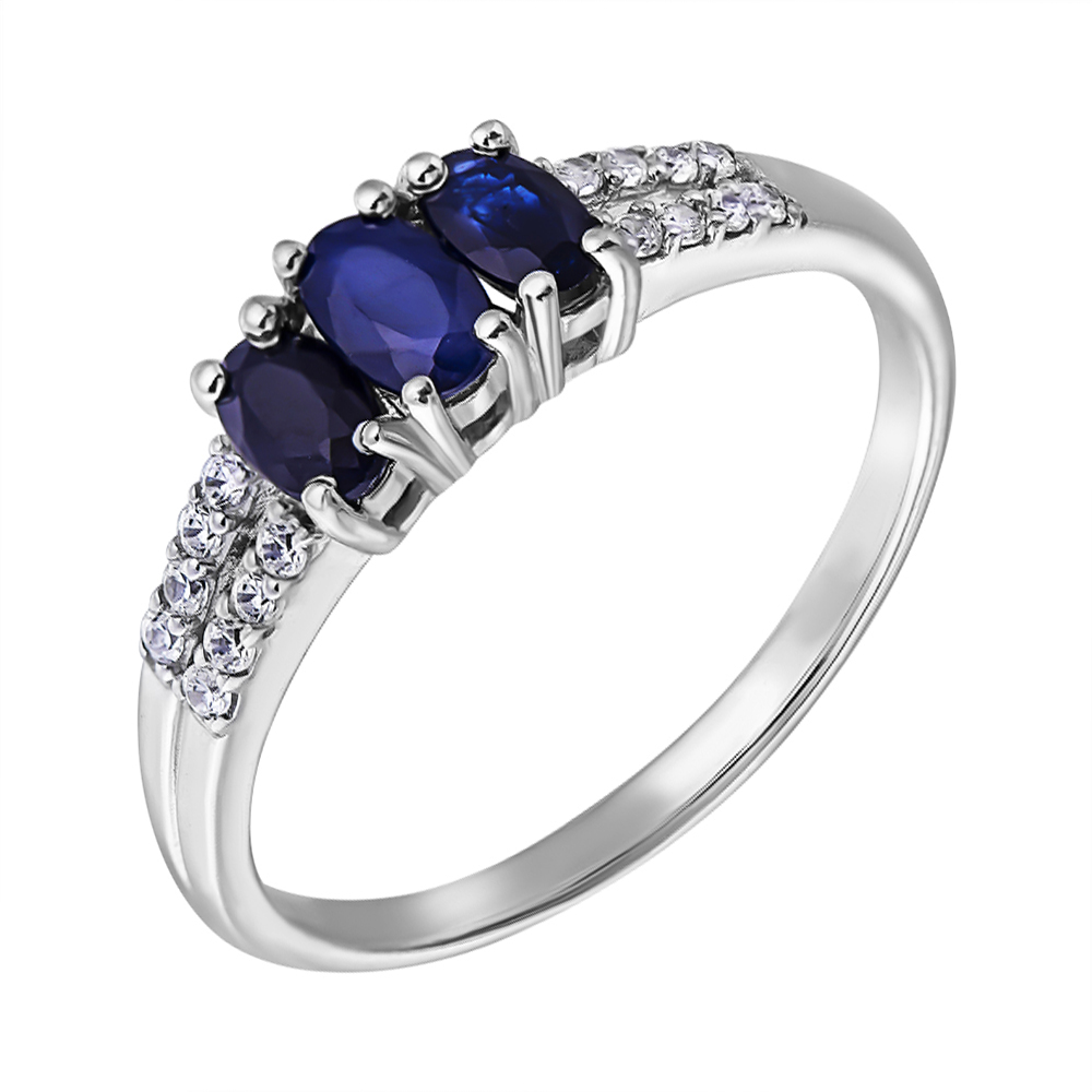 

Серебряное кольцо с сапфирами и цирконием 000132481 17 размера
