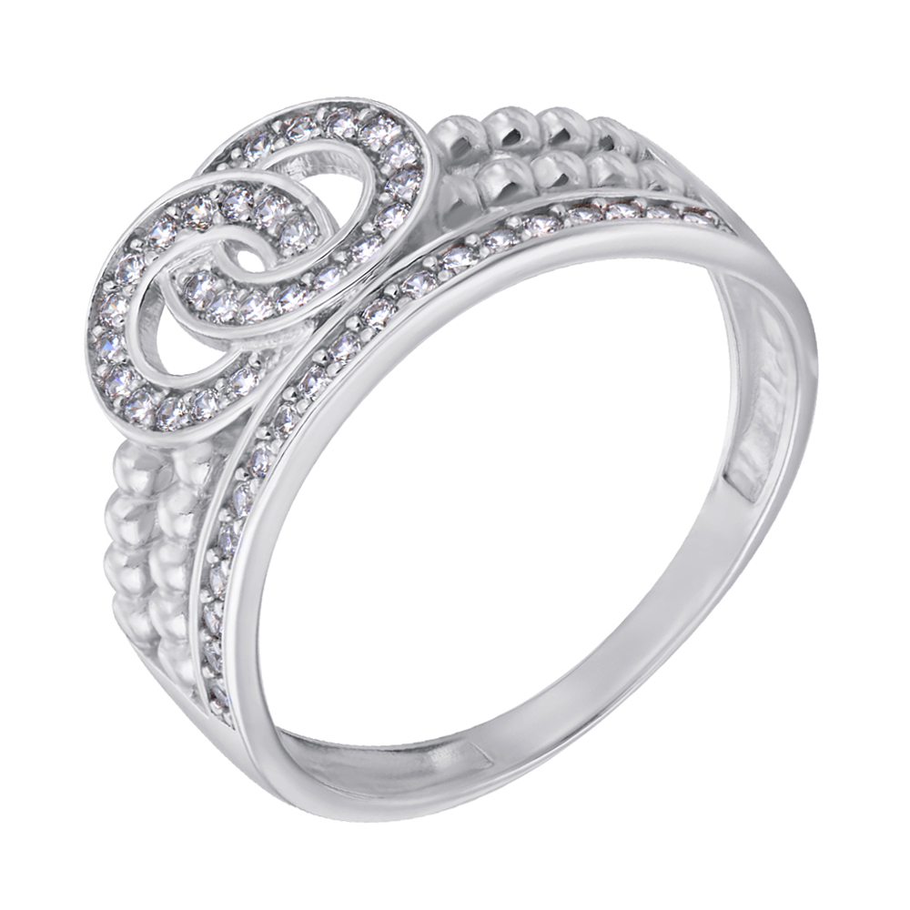 

Серебряное двойное кольцо с фианитами 000113296 17.5 размера
