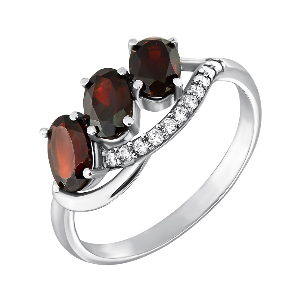 

Серебряное кольцо с гранатом и фианитами 000063440 17.5 размера