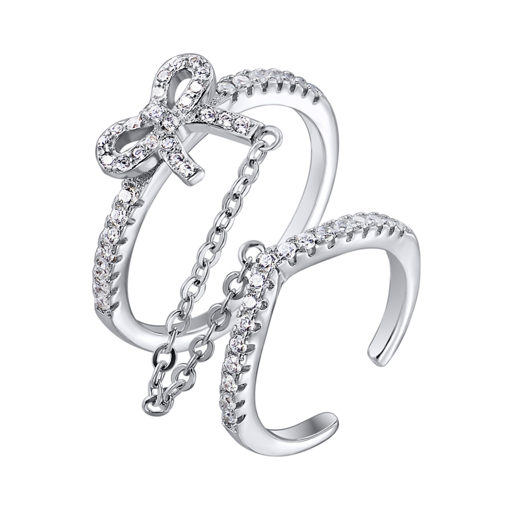 

Серебряное двойное кольцо с фианитами 000122616 17 размера