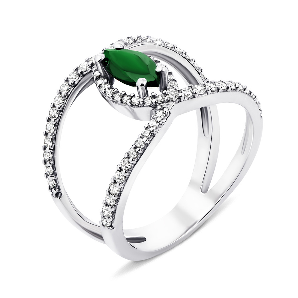 

Серебряное кольцо с зеленым агатом и фианитами 000134307 16 размера