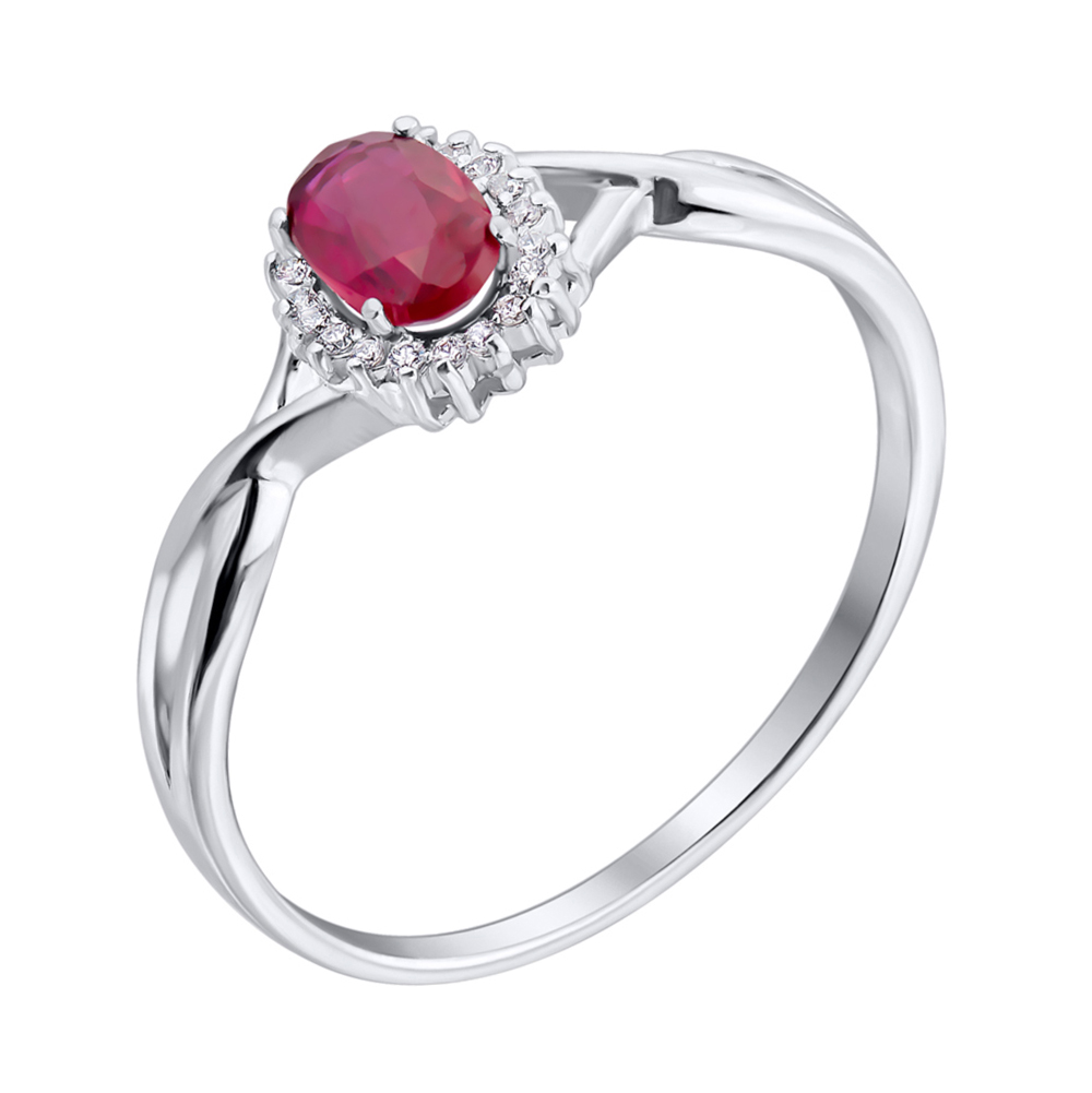 

Серебряное кольцо с рубином и фианитами 000117812 17 размера