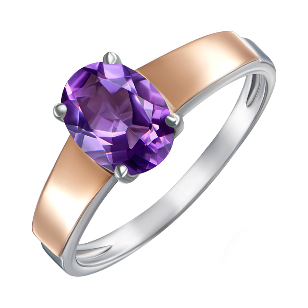 

Серебряное кольцо с золотыми накладками и аметистом 000136367 16 размера