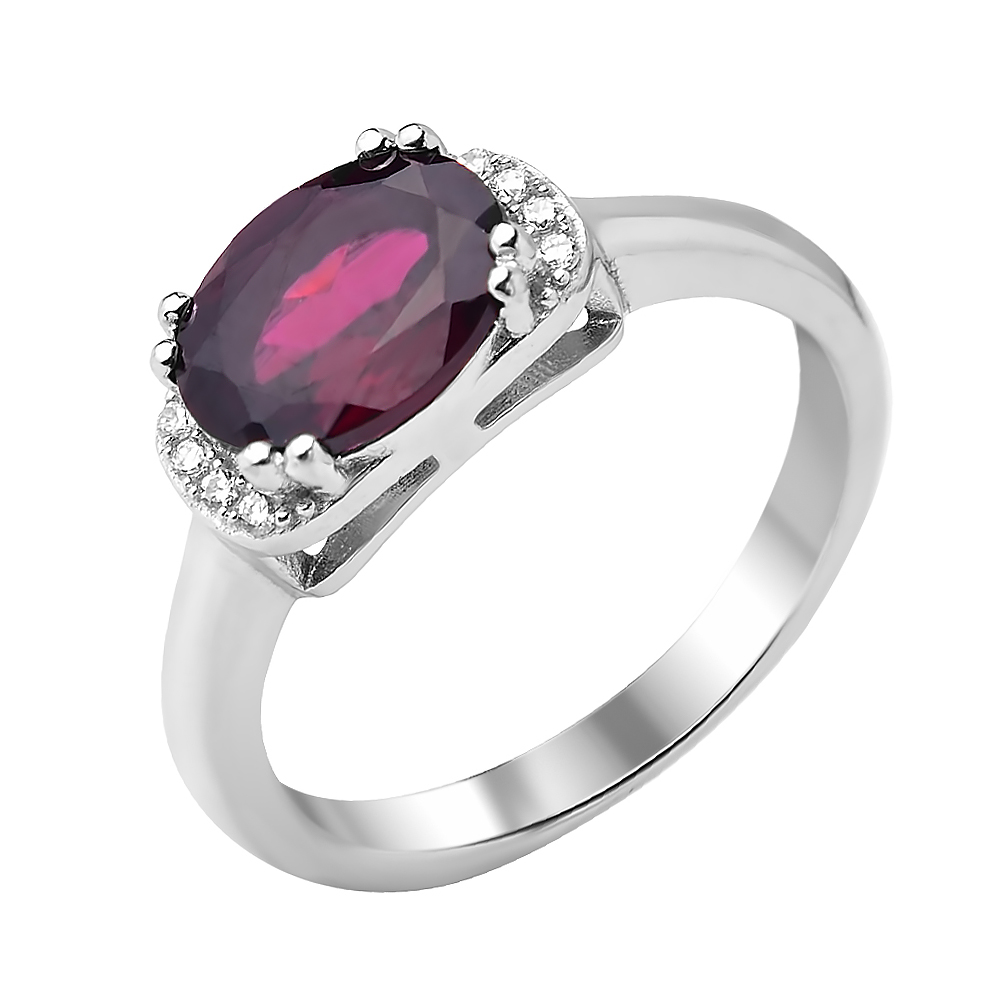 

Серебряное кольцо с гранатом и фианитами 000117869 18 размера