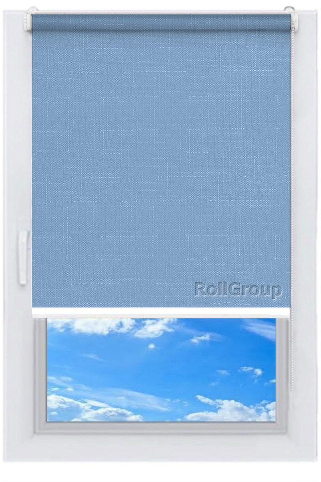 

Ролета тканевая Roll Group Лен 130х165 Голубой 0874