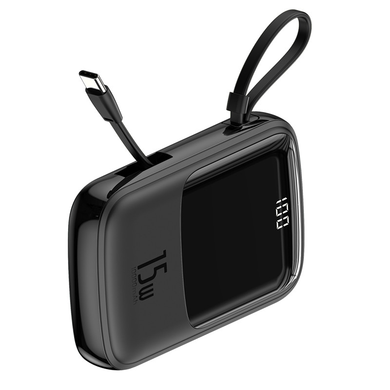 

Повербанк BASEUS with Type-C cable Qpow Digital Display 10000mAh |2USB/Type-C/Lightning, 3A, 15W| Black