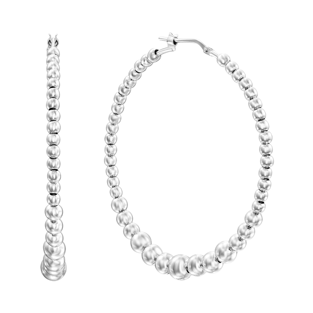 

Серебряные серьги-кольца с шариками, 50мм 000136123