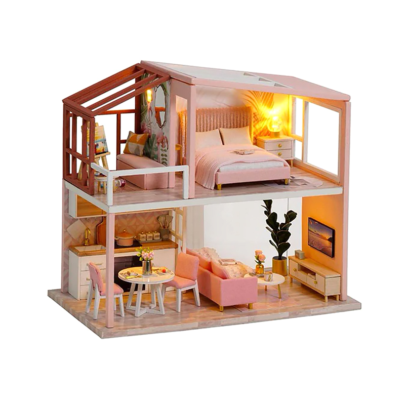 

3D Румбокс кукольный дом конструктор DIY Cute Room QL-003-B Розовый Лофт