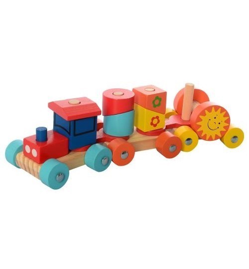 

​Деревянная Игрушка Паровозик MD 2341 Геометрика, 28-8-9,5 см
