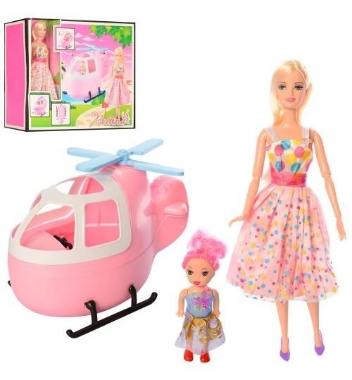 

​Кукла A-Toys 68126 Шарнирная с Доченькой, Вертолет, 38-33-12 см