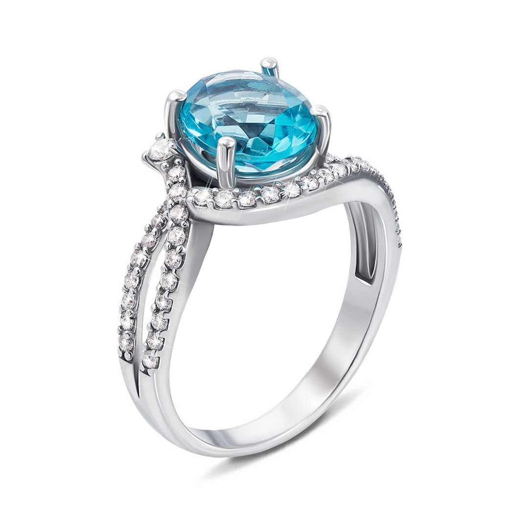 

Серебряное кольцо с кварцем и фианитами 000135829 18 размера