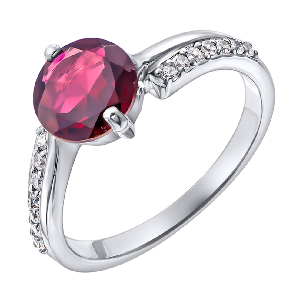 

Серебряное кольцо с гранатом и цирконием 000137299 18 размера