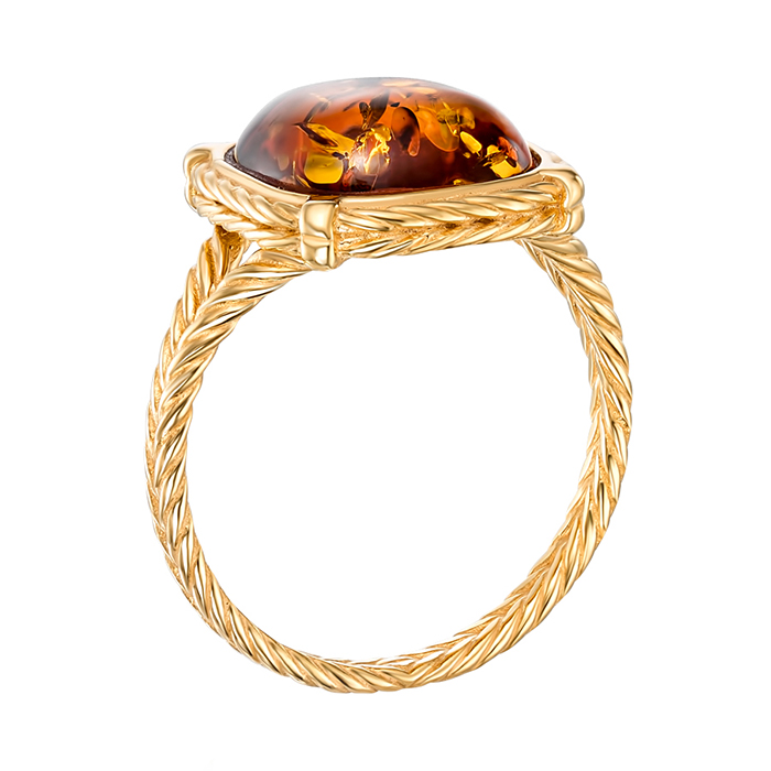 

Серебряное позолоченное кольцо с янтарем 000137852 17.5 размера