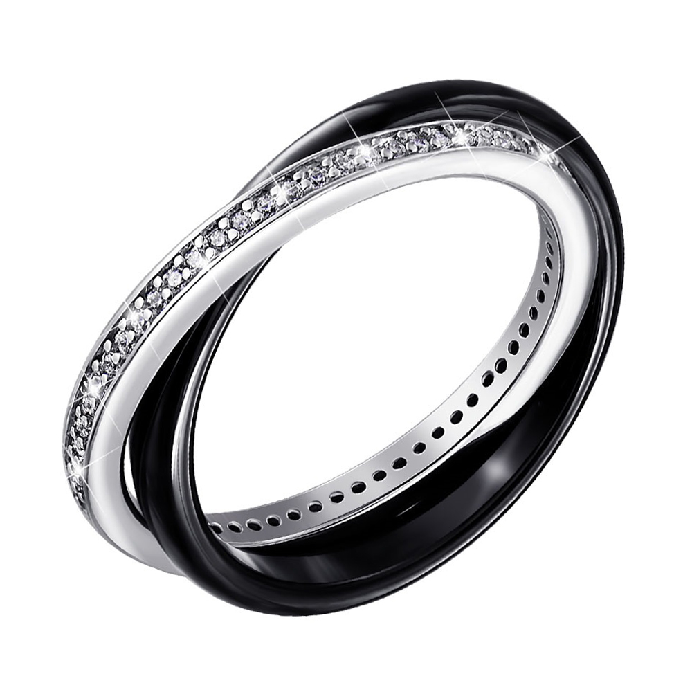 

Серебряное кольцо с керамикой и фианитами 000140154 17 размера