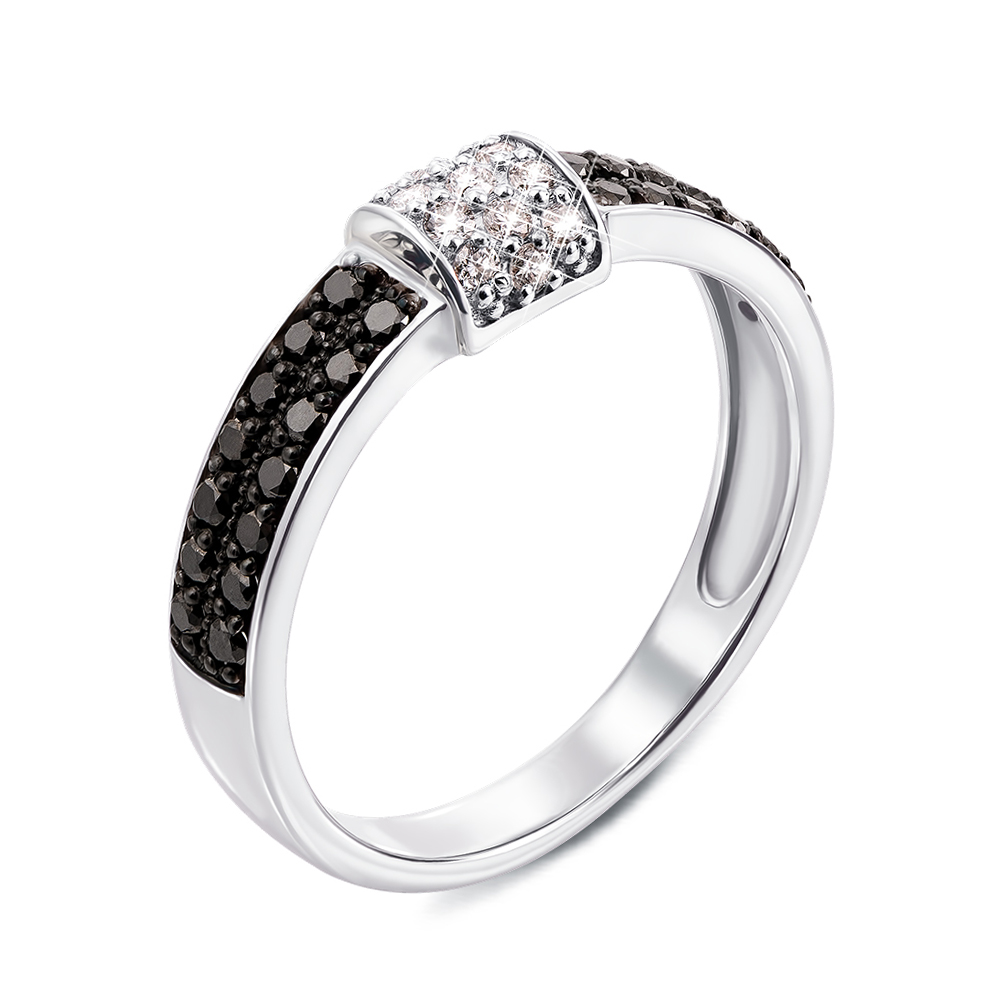 

Кольцо из белого золота с черными и белыми бриллиантами 000134494 17.5 размера