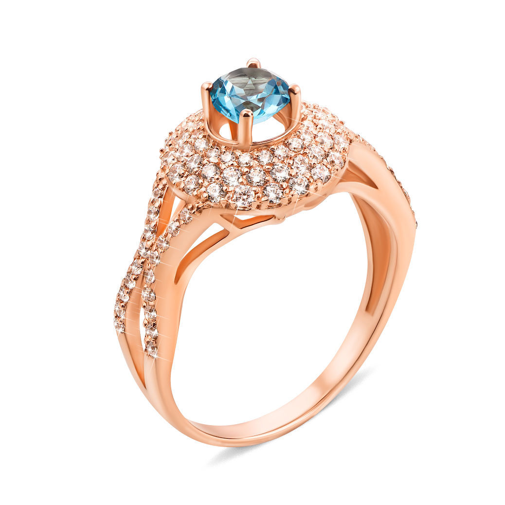 

Кольцо из красного золота с топазом и фианитами 000117171 17 размера