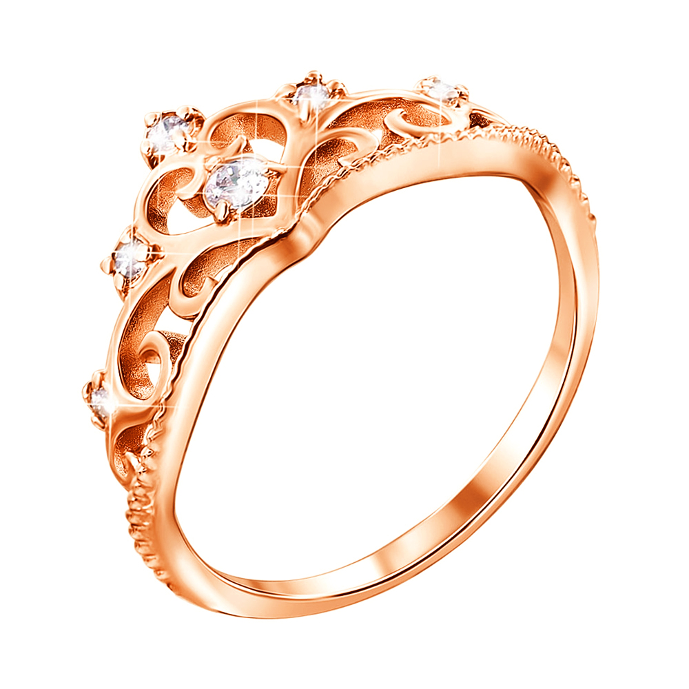 

Кольцо-корона из красного золота с кристаллами Swarovski 000132992 17.5 размера