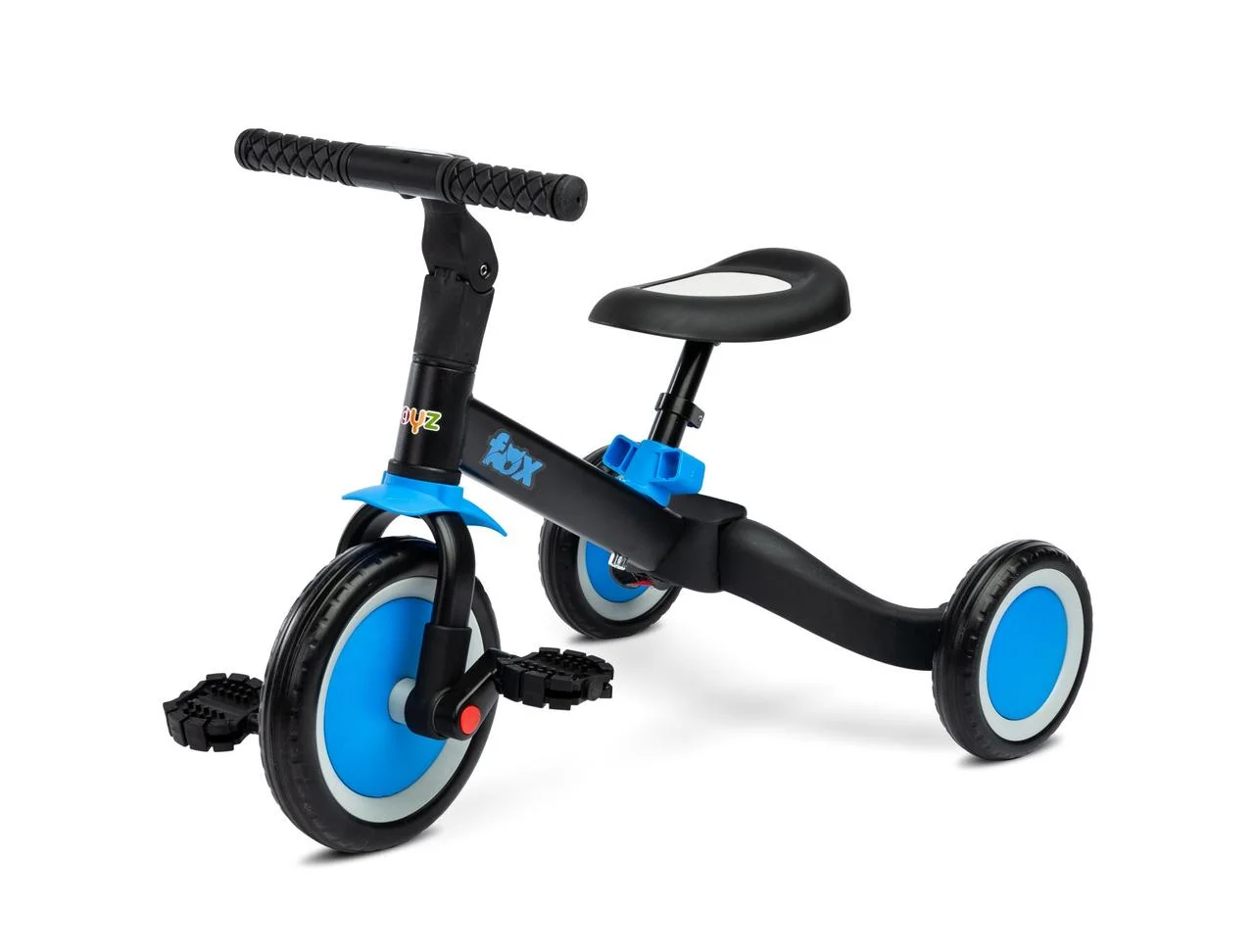 

Велосипед трехколесный 4 в 1 Caretero Fox Blue со съемными педалями + регулировка сидения и руля
