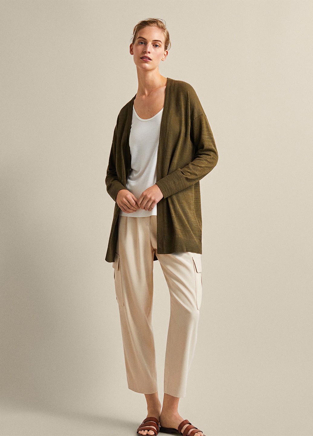 

Кардиган Massimo Dutti повсякденнй S хакі 07205651634507