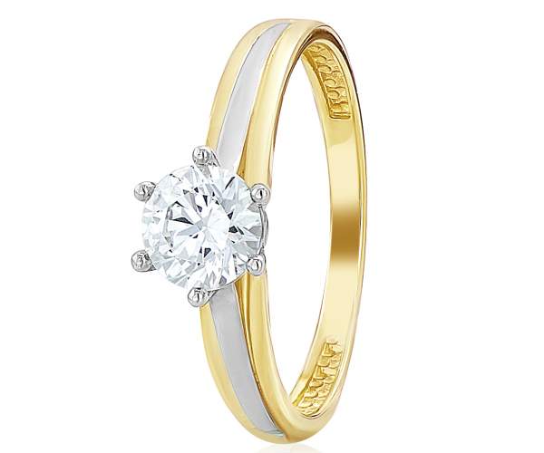 

Кольцо из комбинированного золота с камнем SWAROVSKI Zirconia "Калипсо", КД4055/2SW, 18 размер