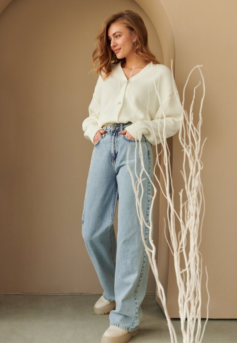 

Кардиган Gepur Лаконичный кардиган oversize-кроя Uni Молочный