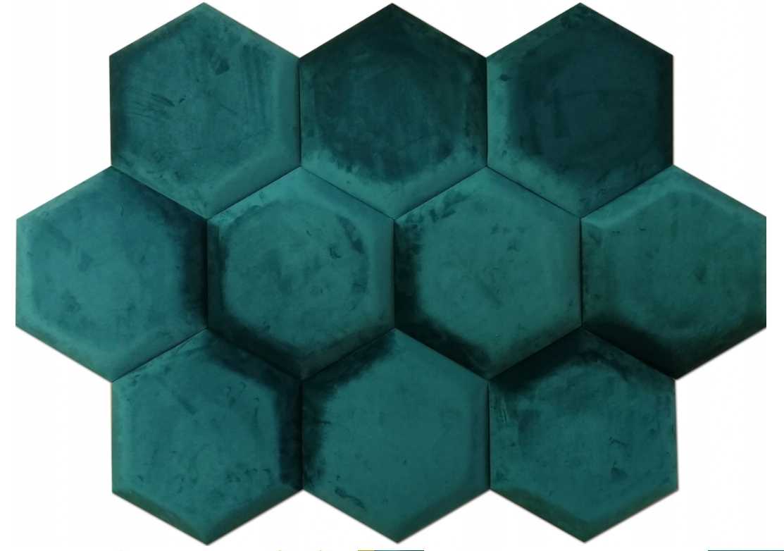 

Мягкая декоративная 3D блок панель для стен HEXAGON с бархатной обивкой 30 х 26,5 см (2220/зелёный бутылочный) 8793018700