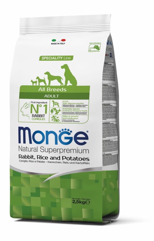 

Корм Monge DOG All breeds Adult кролик с рисом, 2,5кг (70011143)