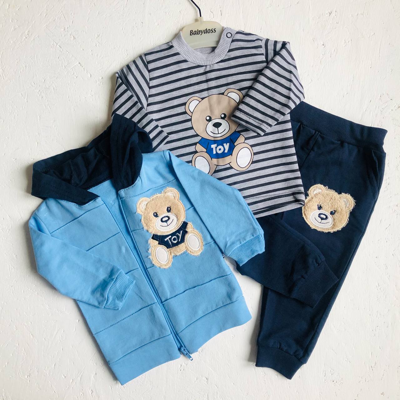 

Комплект (толстовка + футболка с длинными рукавами + штанишки) Babydoss BD3 18-24М 76-81 см Голубой с тёмно-синим и серым (BD3-18-24)