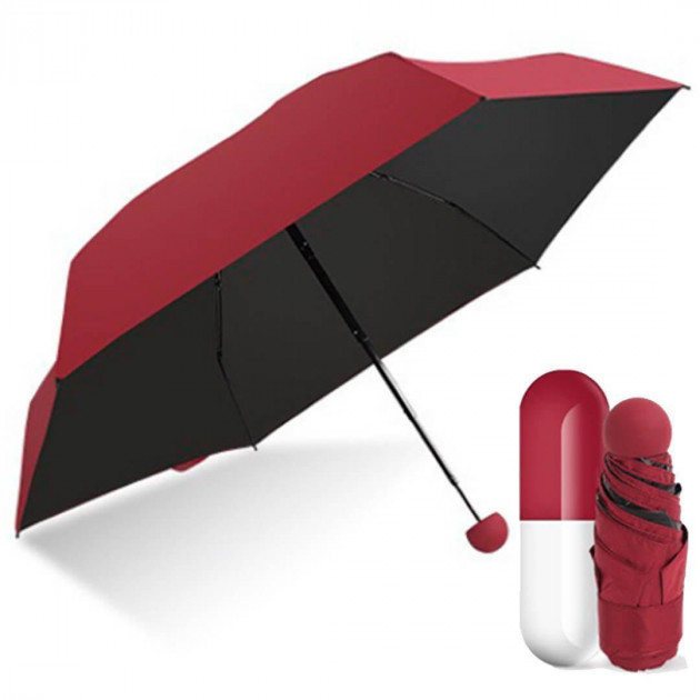 

Мини зонт в чехле капсула Capsule Umbrella Бордовый