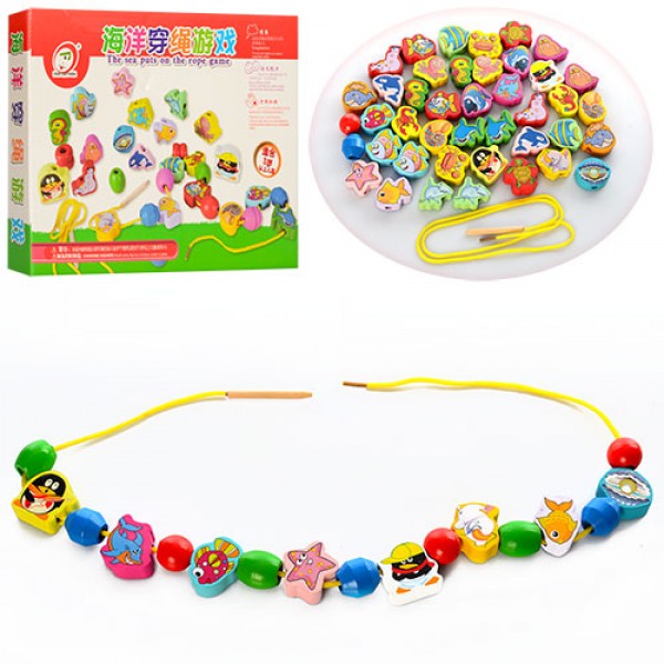 

Деревянная игрушка шнуровка, фигурки животных( MD 0947)