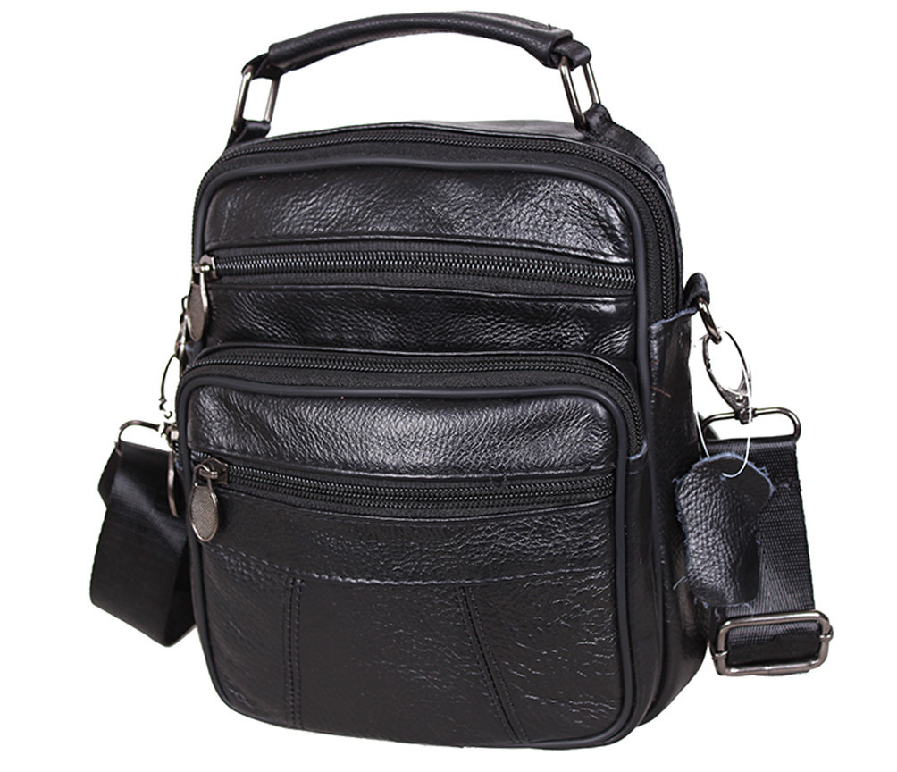 

Мужская кожаная сумка Dovhani Bon101-2Black7891 21 х 18 х 9 см Черная