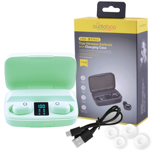

Беспроводные bluetooth наушники OD-BT011 с кейсом индикация заряда green