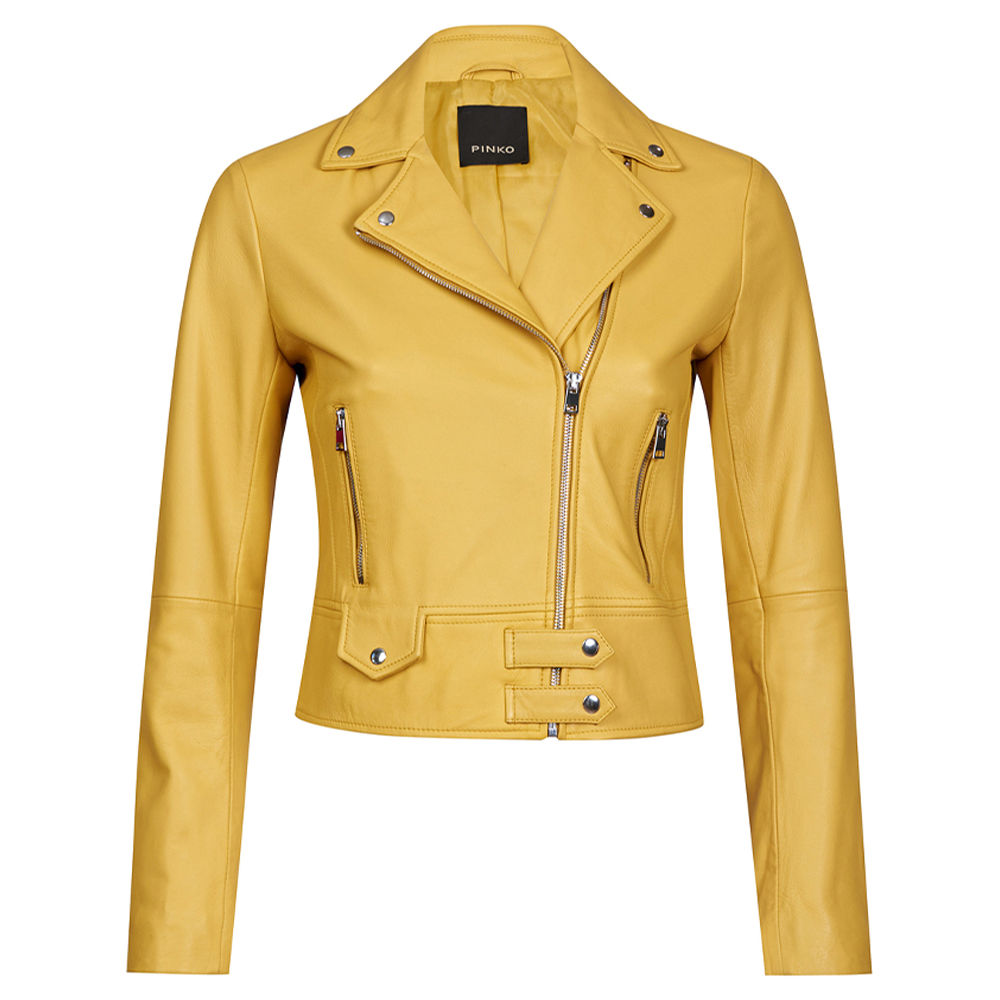 

Шкіряна куртка Pinko 1V14YLY672  косуха жовта, Шкіряна куртка Pinko 1V14YLY672 44 косуха жовта