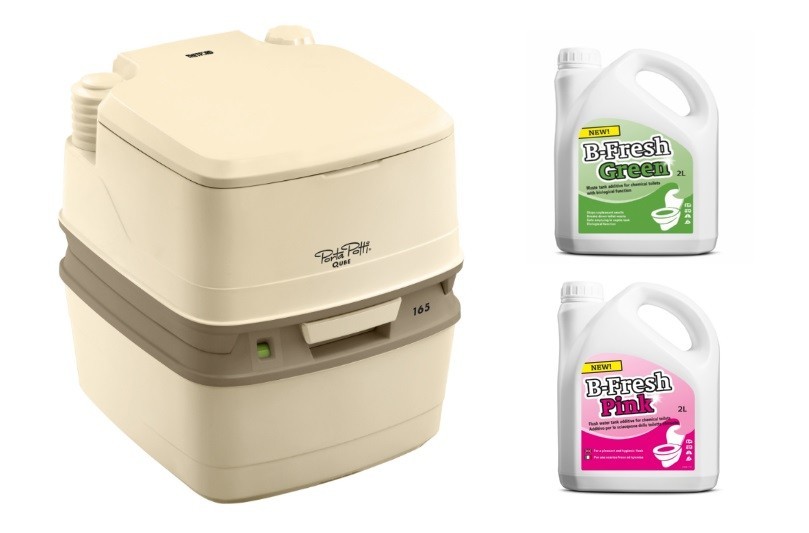 

Биотуалет Thetford Porta Potti165 Luxe бежевый, портативный с индикатором плюс комплект жидкости B-Fresh Green + B-Fresh Pink ,THETFORD, 2л+2 л