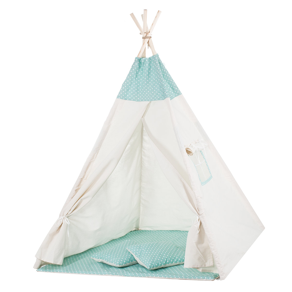 

Детская игровая палатка (домик вигвам) Springos Tipi XXL TIP04 White/Mint