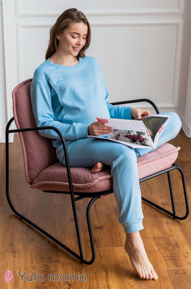 

Теплая пижама для беременных и кормящих мам Юла Мама Wendy S голубой (NW-5.7.2)