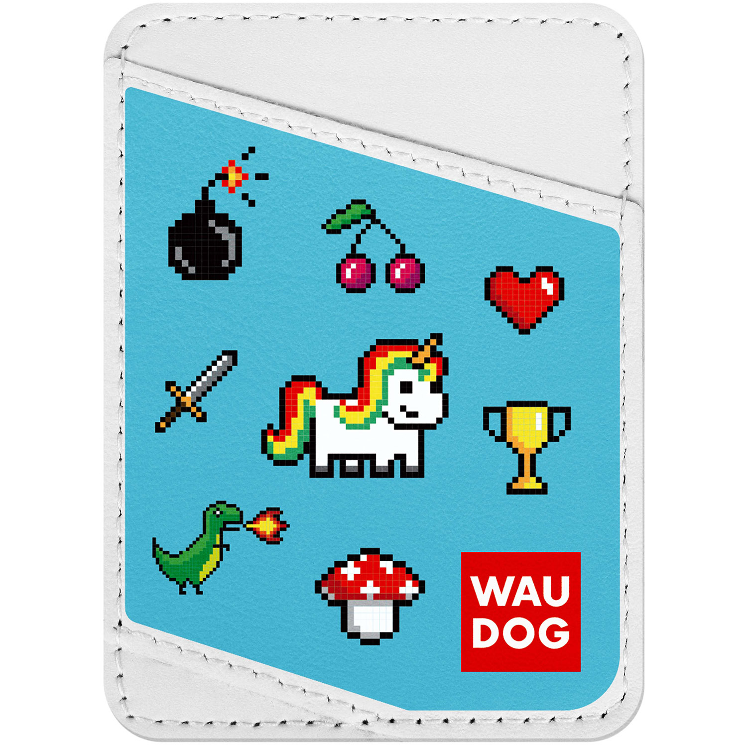 

Визитница WAUDOG Design с рисунком "Пиксельный единорог", премиум кожа Белая (0408-0097-15)