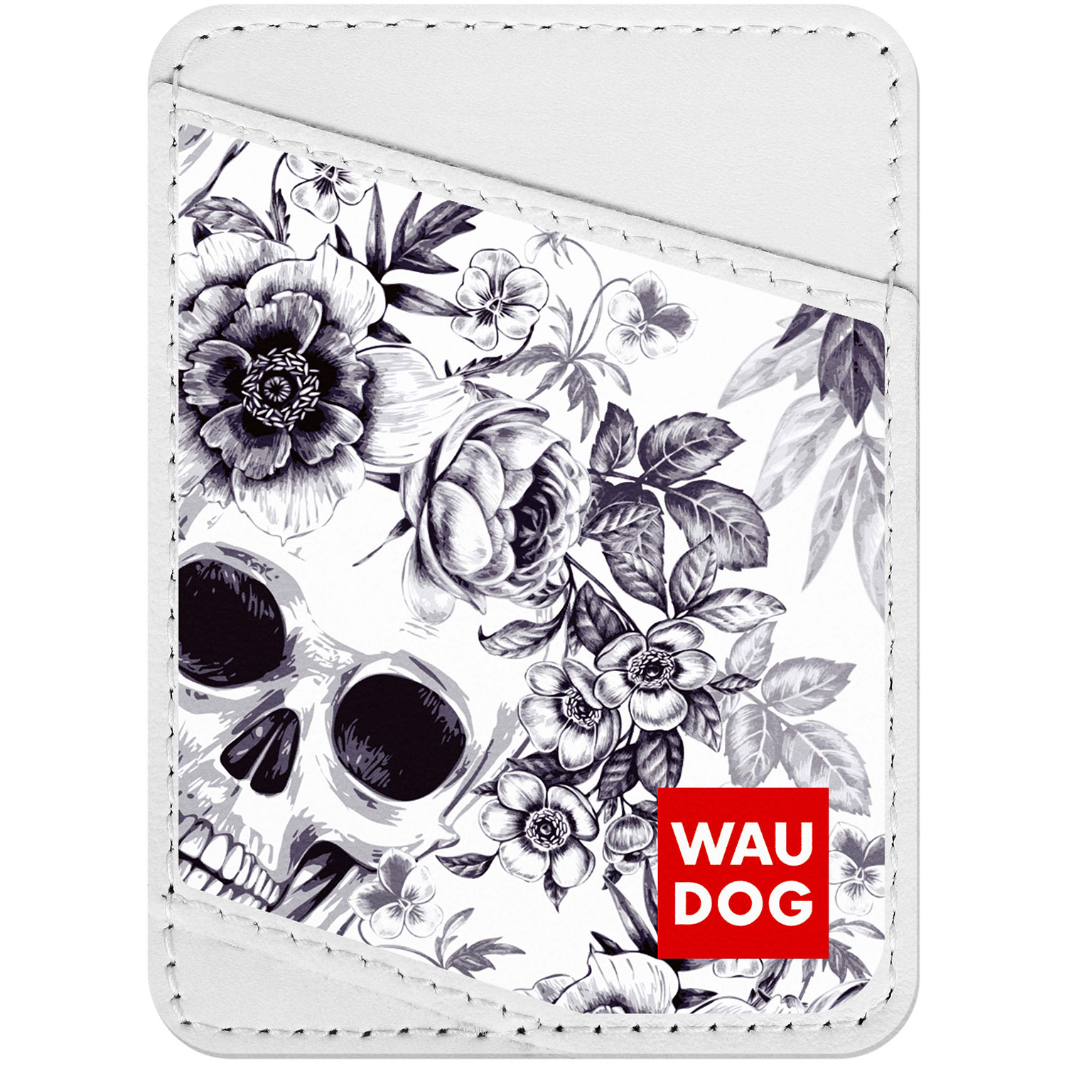 

Визитница WAUDOG Design с рисунком "Черно-белые черепа", премиум кожа Белая (0408-0077-15)