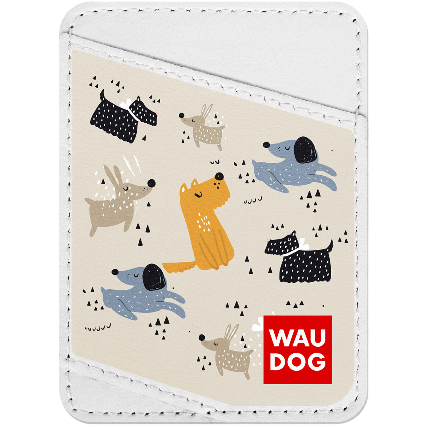 

Визитница WAUDOG Design с рисунком "Собачки на прогулке", премиум кожа Белая (0408-0017-15)