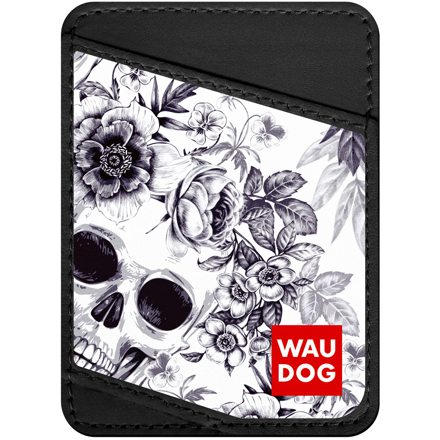 

Визитница WAUDOG Design с рисунком "Черно-белые черепа", премиум кожа Черная (0408-0077-01)