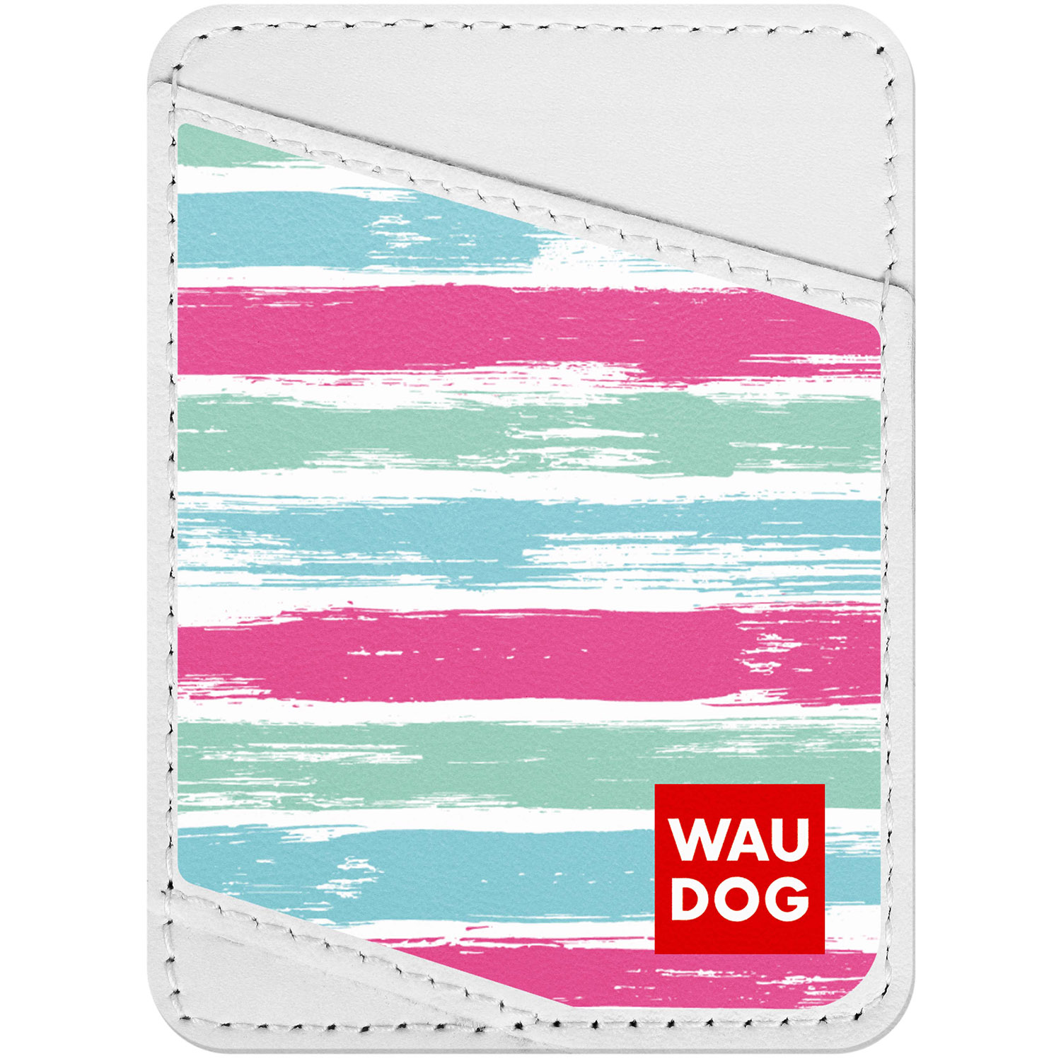 

Визитница WAUDOG Design с рисунком "Акварельные полоски 2", премиум кожа Белая (0408-0020-15)