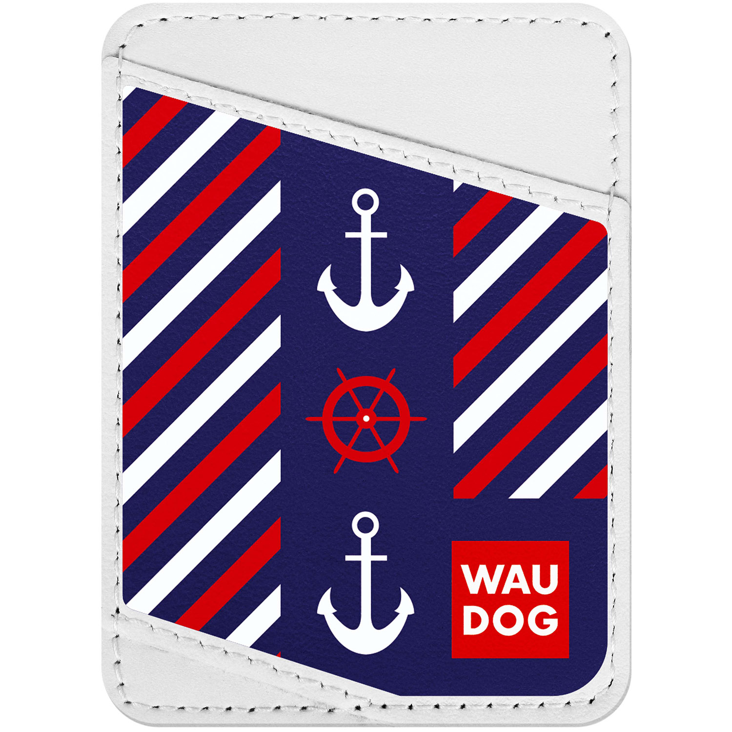 

Визитница WAUDOG Design с рисунком "Якоря 2", премиум кожа Белая (0408-0081-15)