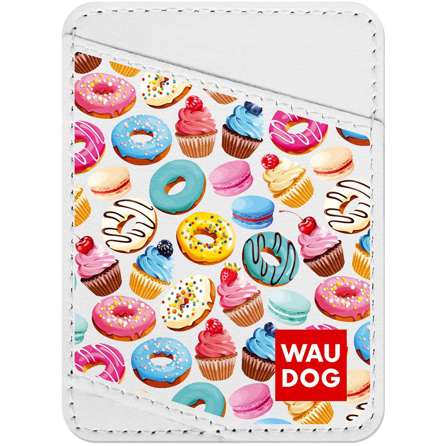 

Визитница WAUDOG Design с рисунком "Пончики", премиум кожа Белая (0408-0070-15)