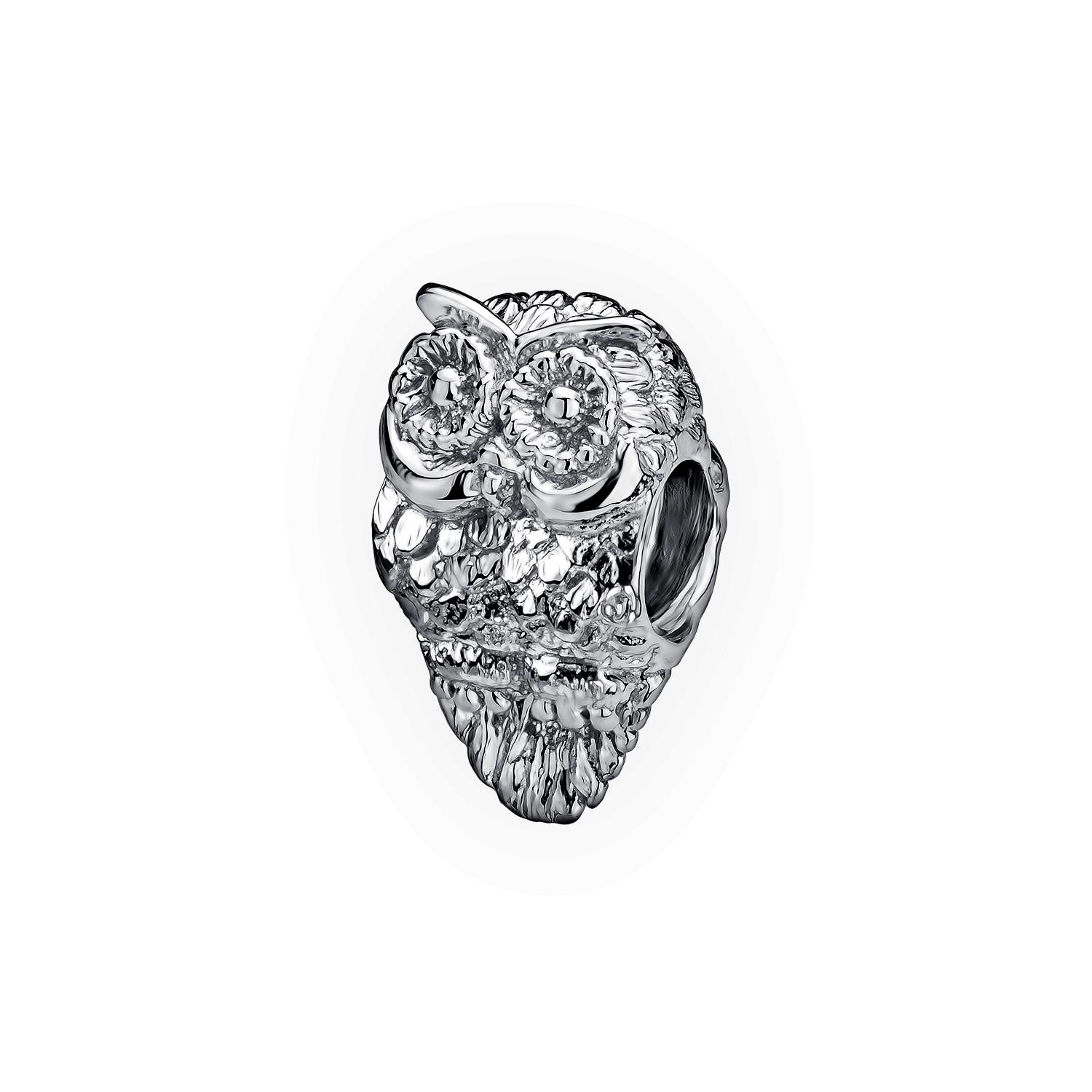

Серебряный шарм бусина сова small из родированного серебра 925-й пробы (31 74 ) cava.cool