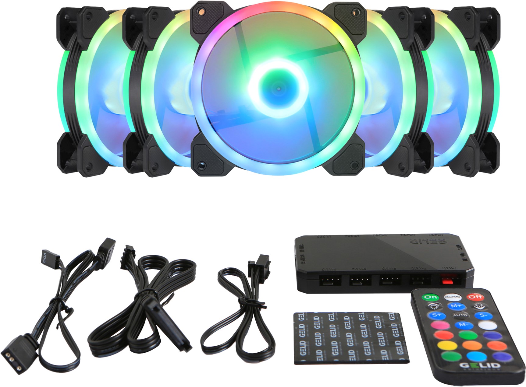 

Набор ARGB вентиляторов с модулем управления Gelid Amber 5 ARGB Combo Bundle (5 вентиляторов) (RF-RGB-MP-01)