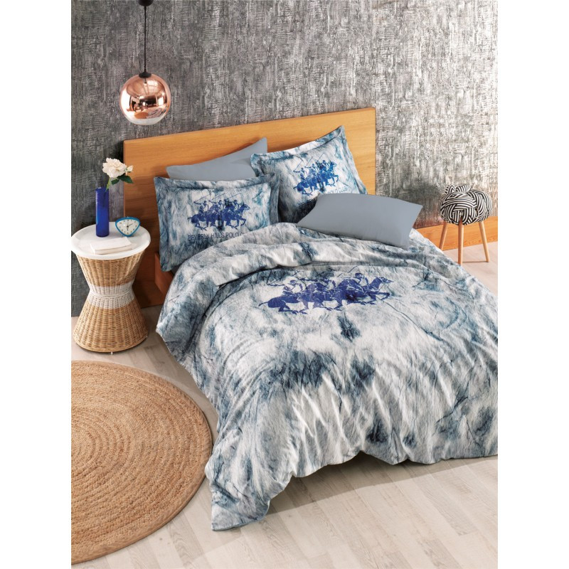 

Постельное белье Beverly Hills Polo Club ранфорс - BHPC 018 Blue евро